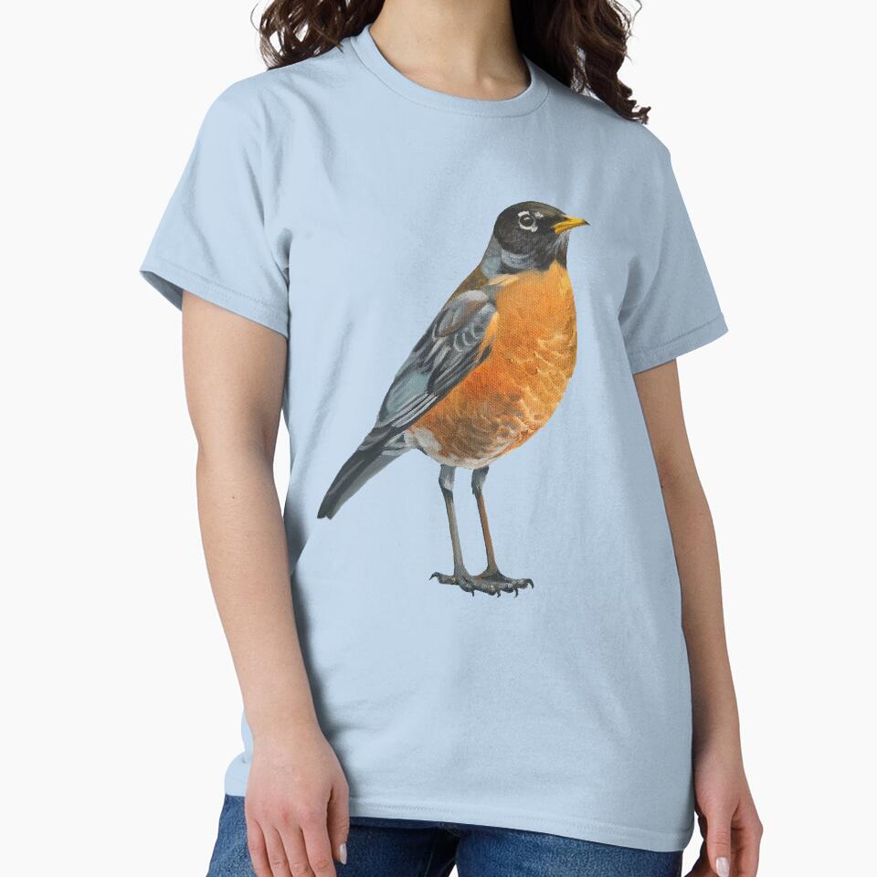 Herald - American Robin bird painting (no background) by Emily Bickell