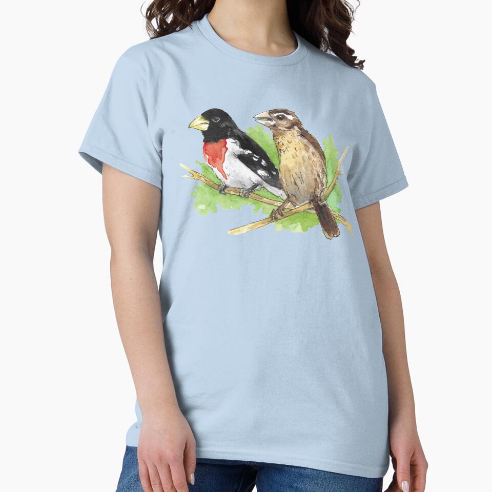 Watercolor Rose-Breasted Grosbeak Birds by BlackGoatPrints