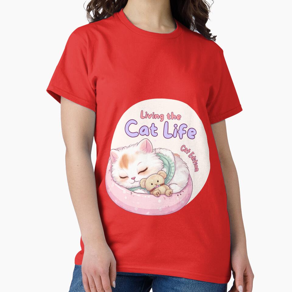 Living the Cat Life | Cute Cat Lover Design by CuteVibesStudio