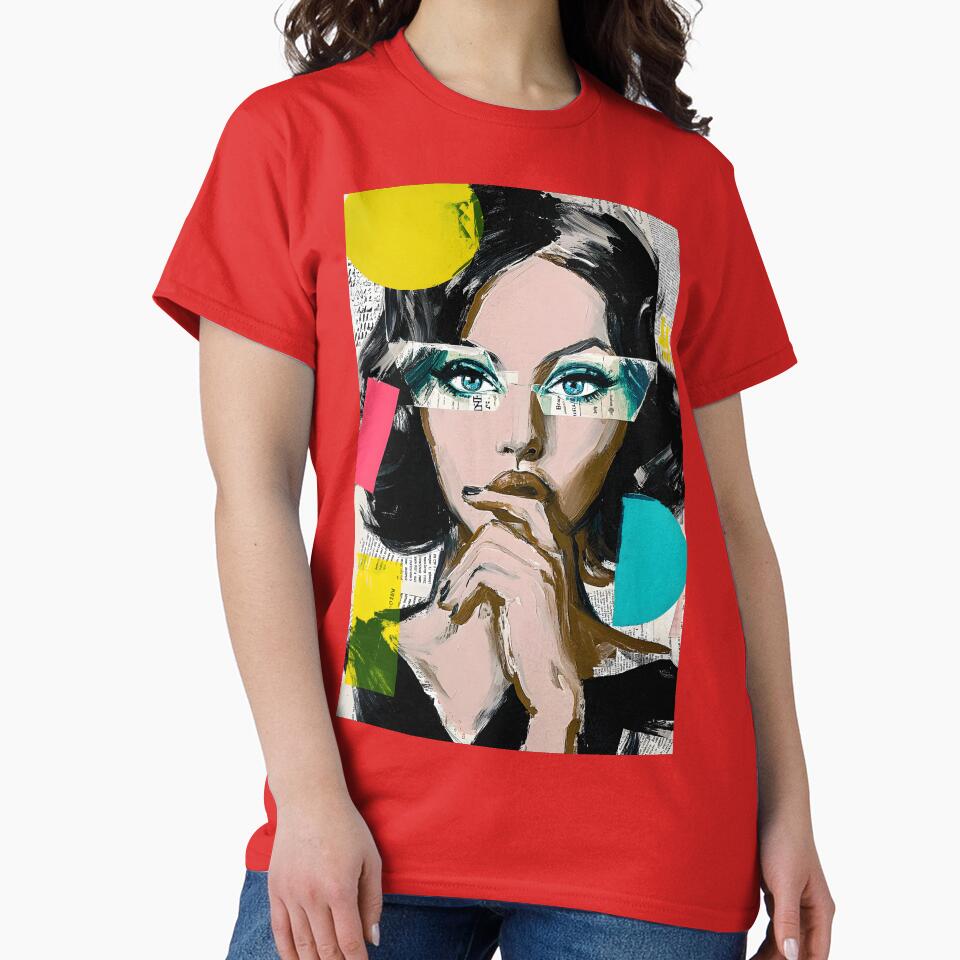 Explore Modern Expression with a Thoughtful Woman Amidst Vibrant Geometric Shapes by OlfactoART Studio