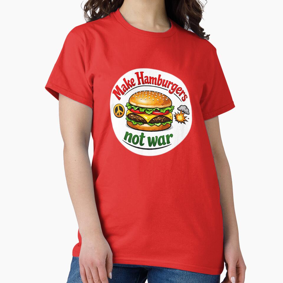Make Hamburgers Not War – Funny Burger Peace Sticker by PIXEL POP DESIGNS - Beyond the Norm!