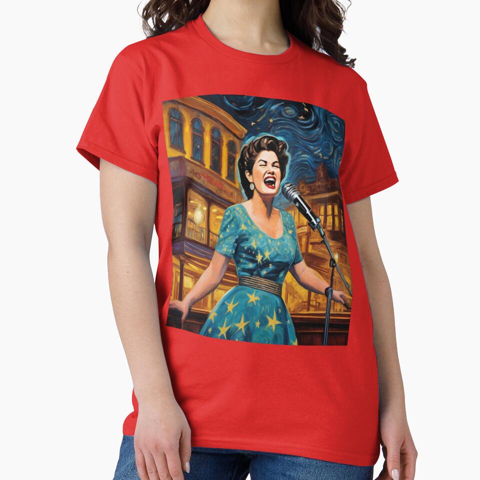 "Vintage Visions: Patsy Cline's Serenade Under Neon Stars" by Artisticanvas