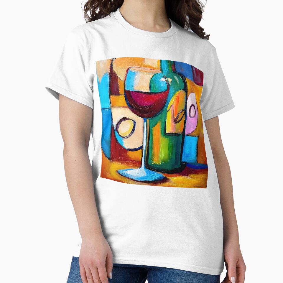 Vibrant Wine Bottle and Glass - Bold Abstract Composition with Rich Color and Dynamic Modern Energy by OlfactoART Studio