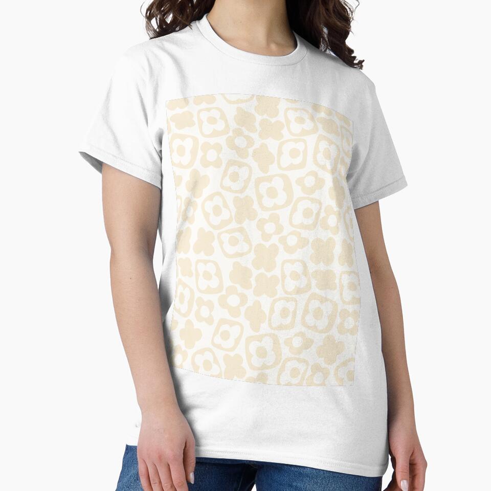 BOHO BOXY MODERN FLOWER PATTERN NEUTRAL BEIGE CREAM by blomastudios
