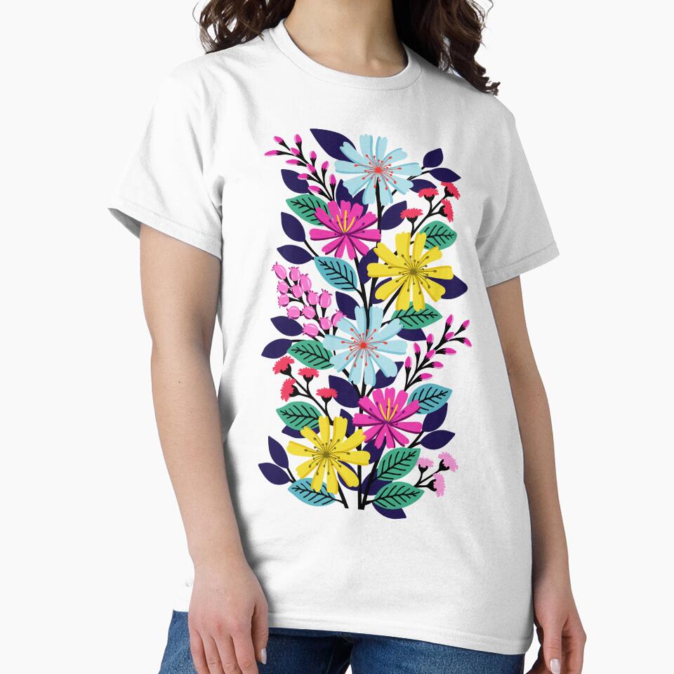 Boho climbing flowers in vibrant colors by Jennifer Ladd