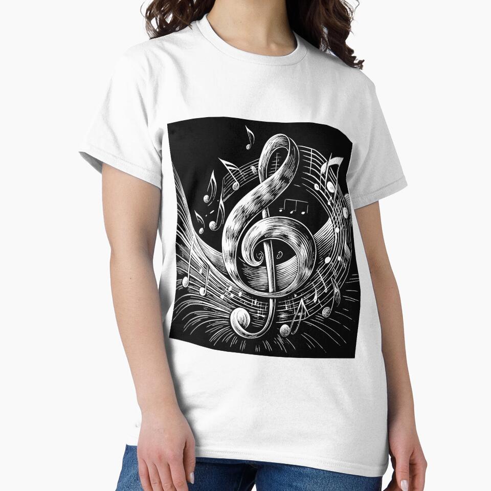 Black White Musical Notes Motion Music Vibes Ink by ART ATTACK ZONE