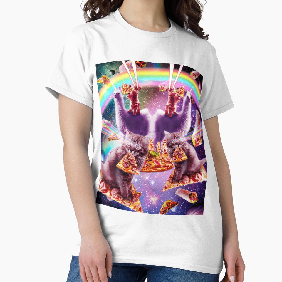 Laser Pizza Cat On Llama, Lazer Kitty Cats In Rainbow Space by SkylerJHill