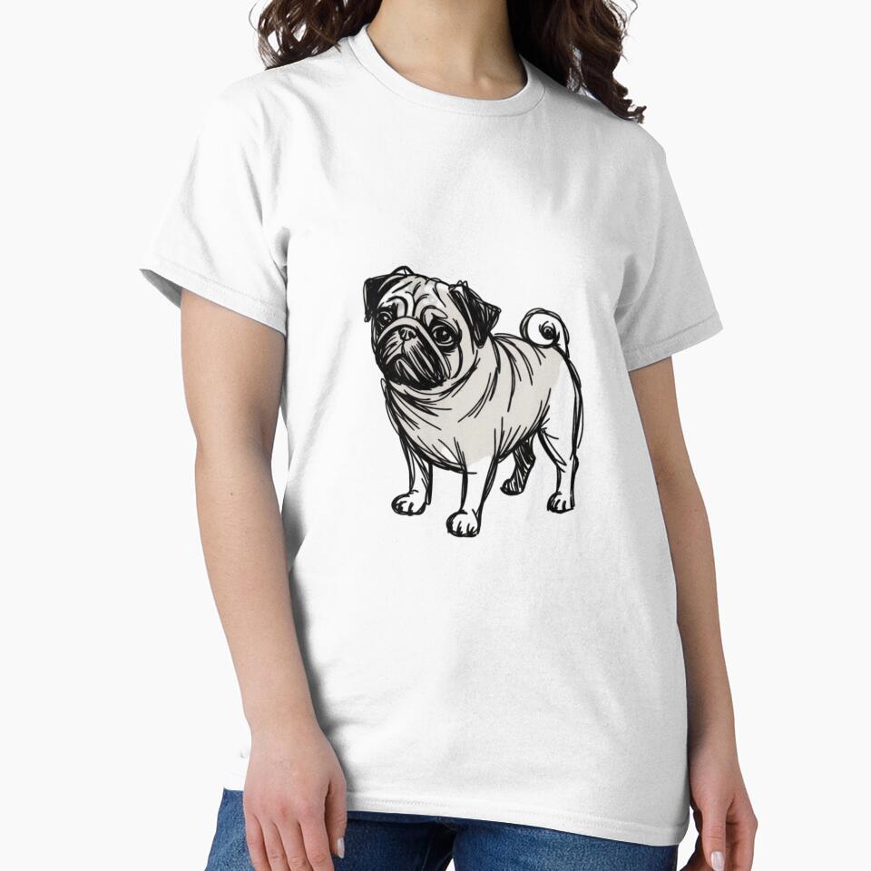an abstract scribble-style pug created with chaotic black hand-drawn lines by 123ks