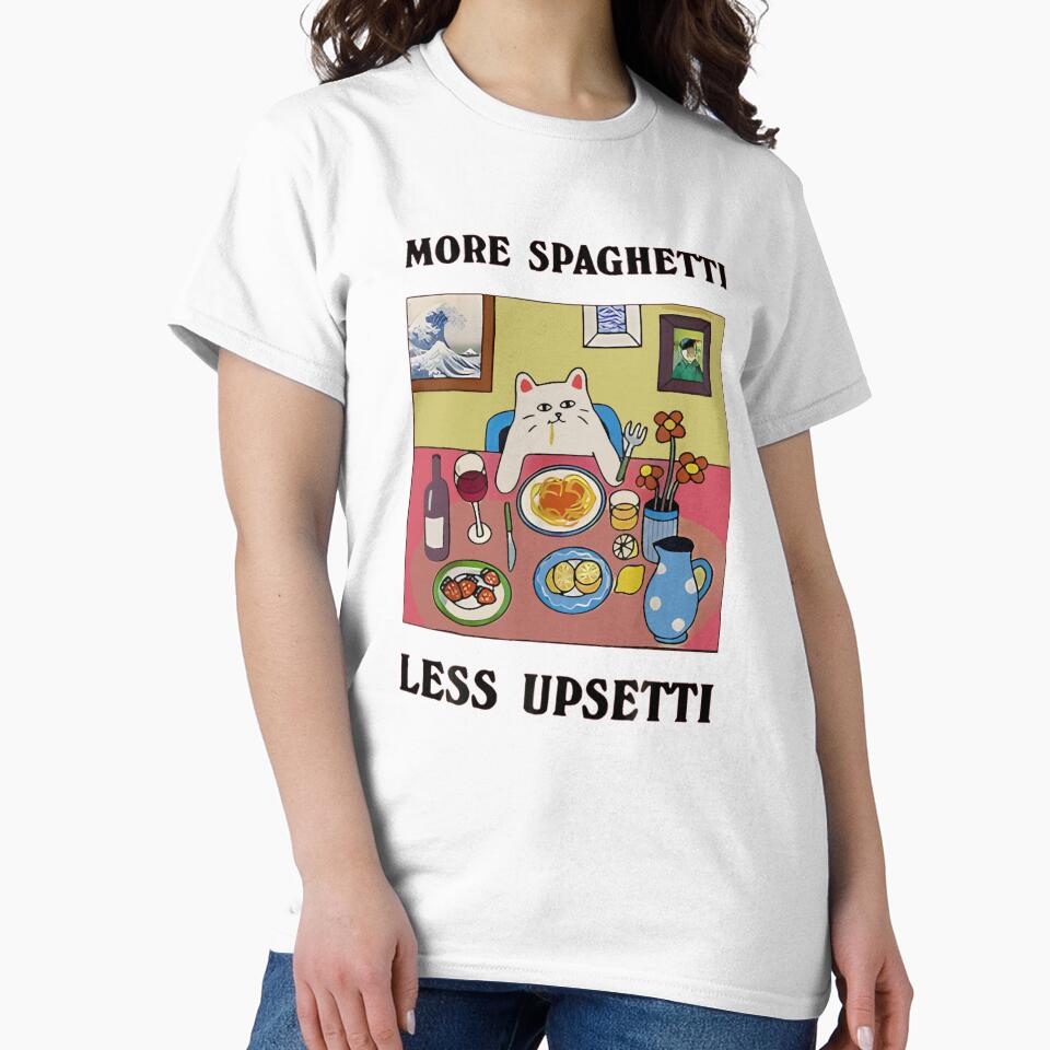 More Spaghetti Less Upsetti Funny Cute Cat Saying Quote by JeffreyMorton