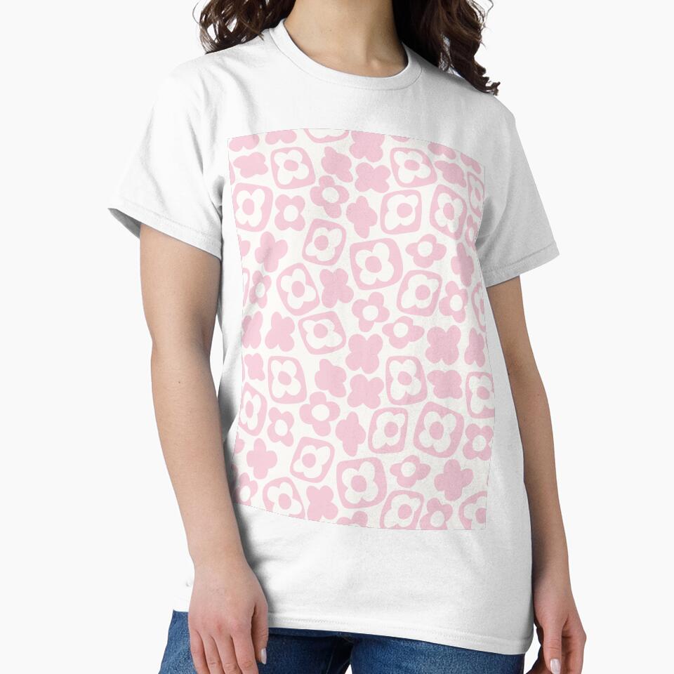BOHO BOXY MODERN FLOWER PATTERN PASTEL PINK by blomastudios