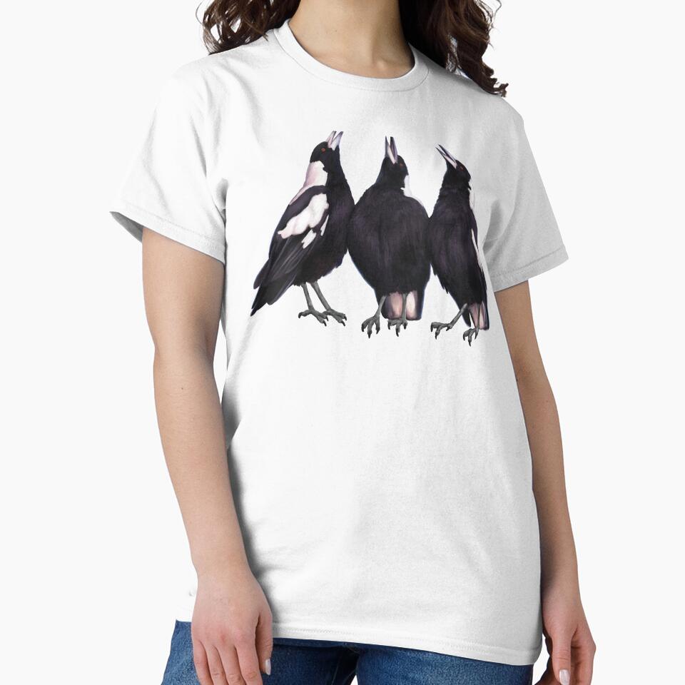Trio of warbling magpies. Australian theme decor, original artwork. Unique gift. by PlumpPlumStudio