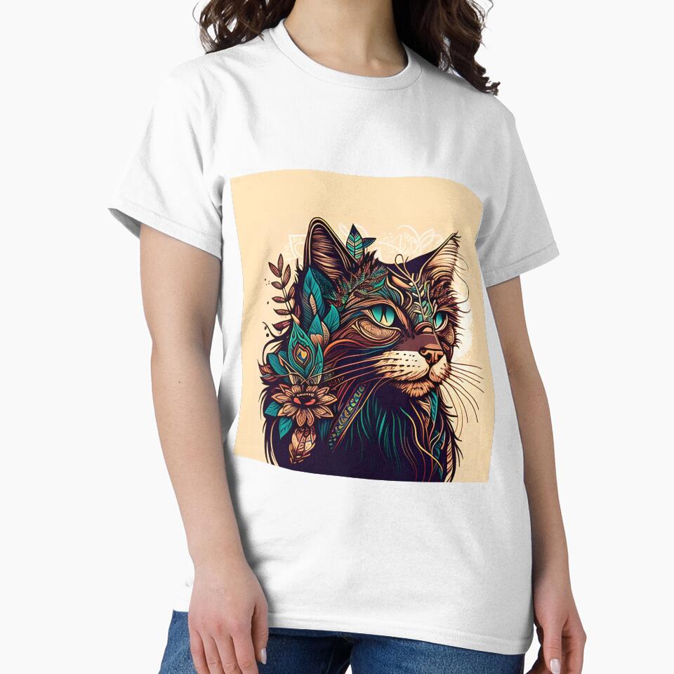 Lady Cat Hippy Cat Boho Beautiful by bernardbowman