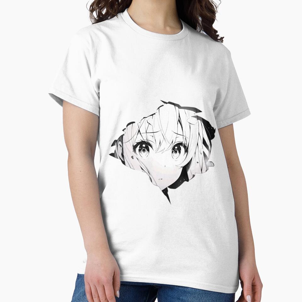 Anime Aesthetic Girl Black & White – Sad Manga Face Vaporwave Glitch Art by Dyan4