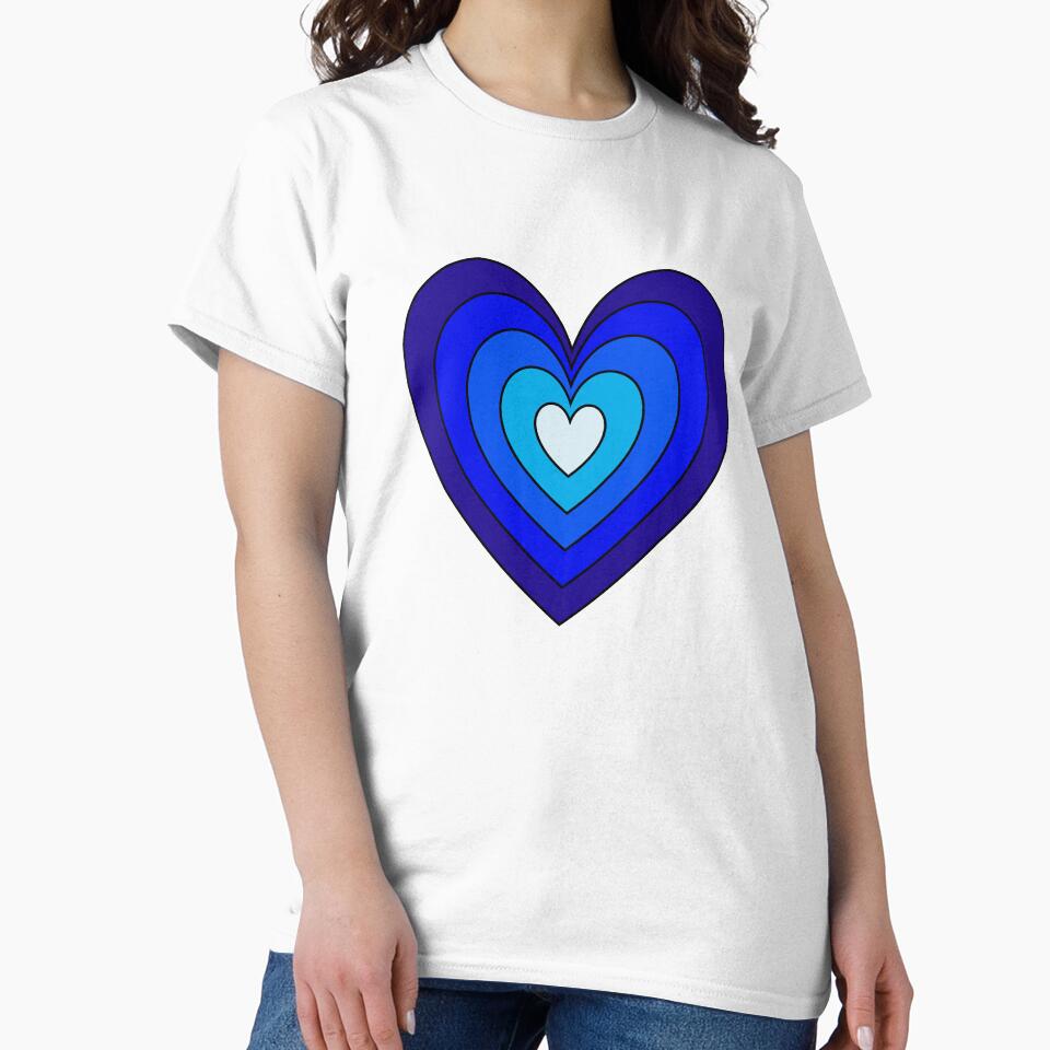 Blue Aesthetic Retro Y2K Layered Heart in Heart lined by Aesthetic Crew