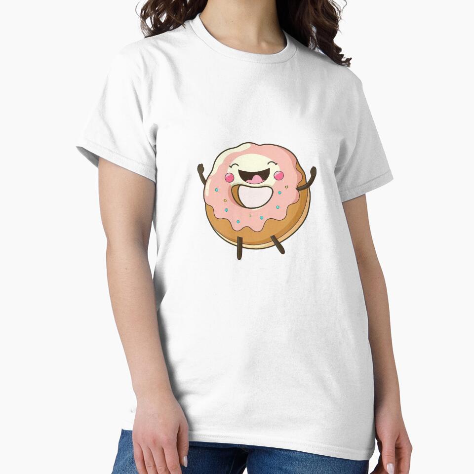 Kawaii Happy Donut with Pink Icing Sprinkles, Funny Food Gift, Cute by CLC54