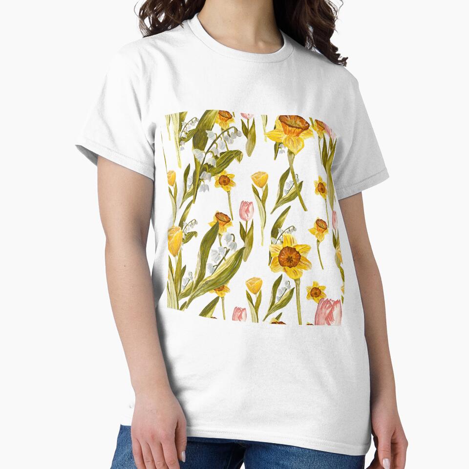Daffodil tulip snowdrop Easter an ornate pattern by Yana Mustafina | Boho Soulful Designs