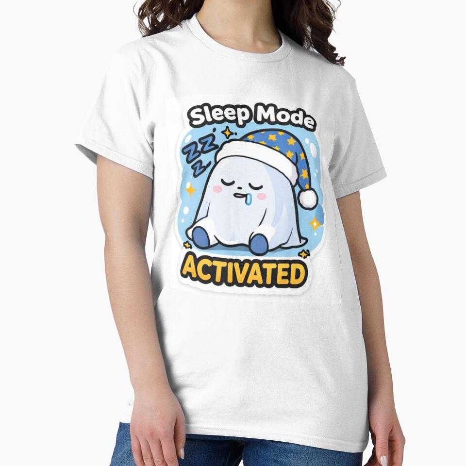 Sleep Mode Activated Cute Ghost – Funny Sleepy Aesthetic Sticker by sumodesign