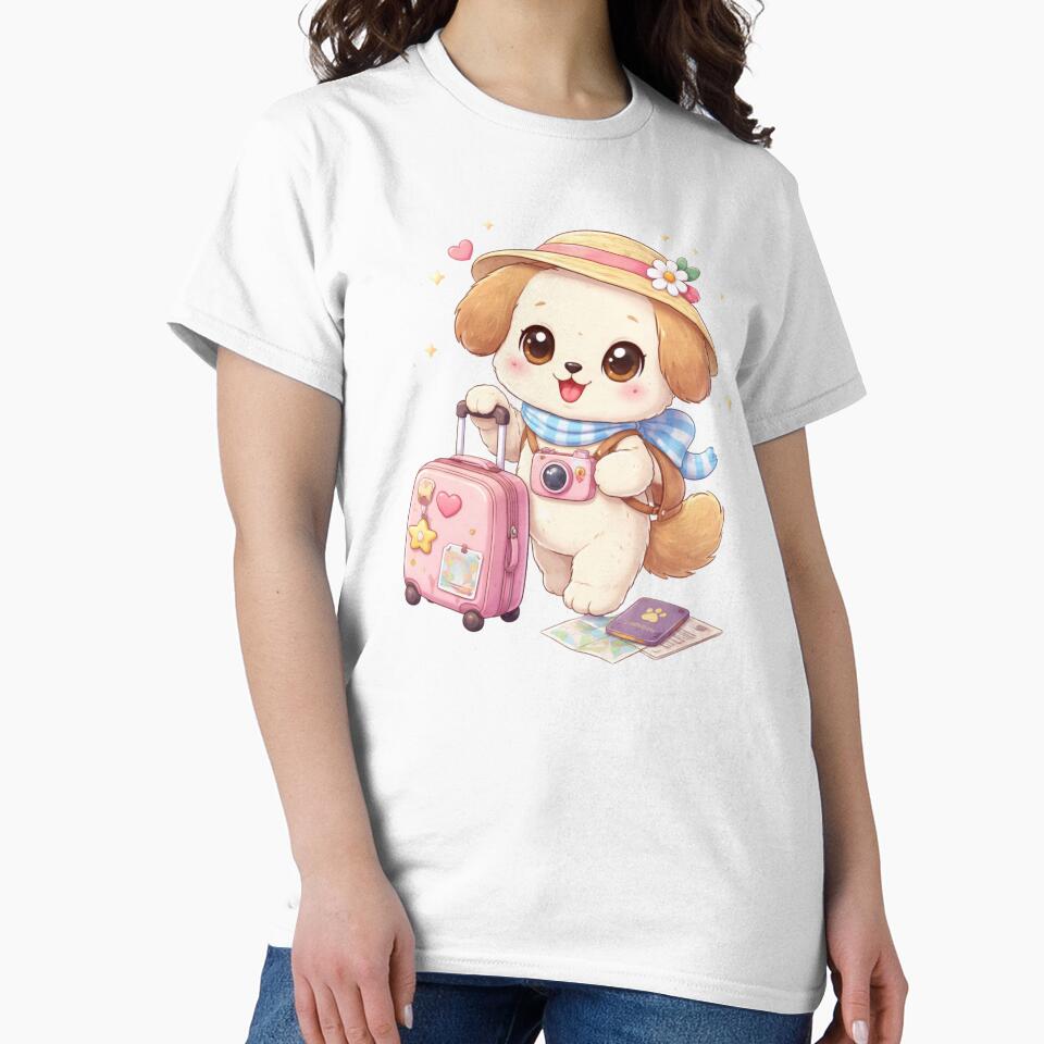 Kawaii Puppy Travel Adventure - Cute Pastel Dog with Suitcase. by Lylysun