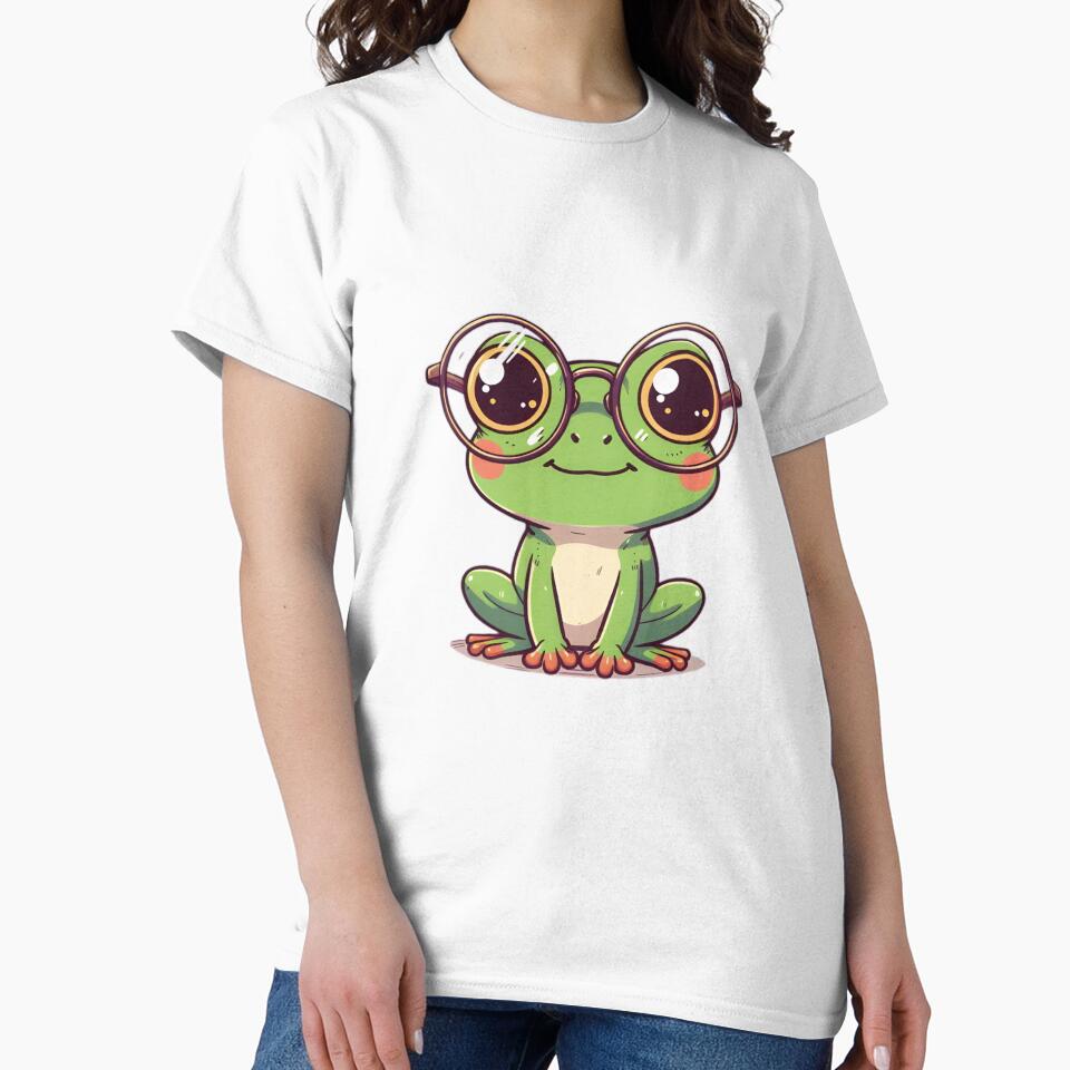Adorable Green Frog Wearing Oversized Round Glasses by PholPol1959
