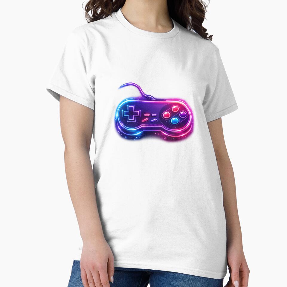 Retro Neon Gaming Controller – Synthwave Vaporwave Gamer Aesthetic – 80s Arcade Style Gaming Design by ArtWaveStudio8