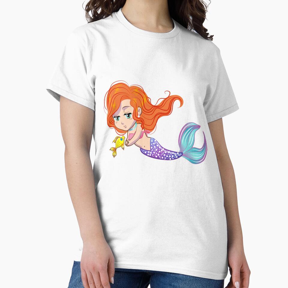 Cute Colorful Mermaid Siren With A Precious Face Drawn in The Kawaii Style by CreativeCranium