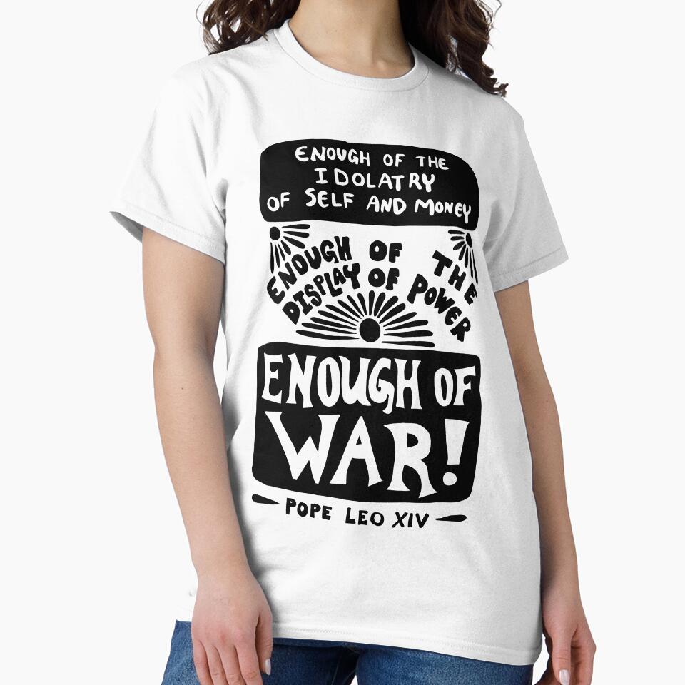 Pope Leo XIV Enough of War Quote Design by SarahFullerArt
