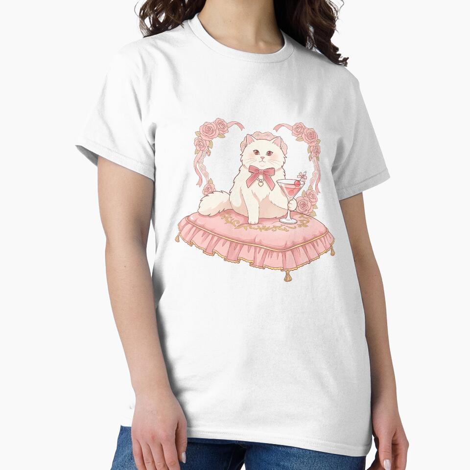 Coquette Cat Aesthetic Cute Vintage Cat Princess Soft Girl Pink Cat Design by ChipchaOddities