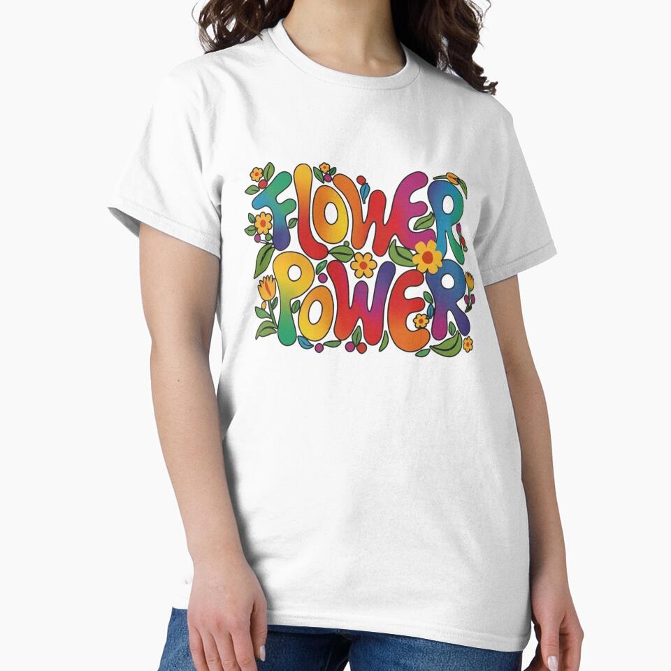 Colorful Flower Power Retro Hippie Typography With Groovy Floral Garden Vibes For Positive Energy by QuotinTs