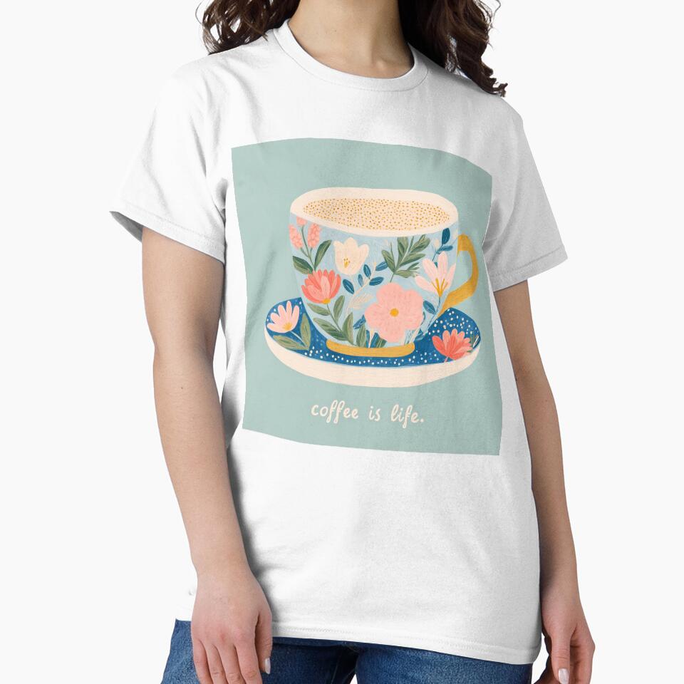 Coffee Is Life Floral Coffee Cup Illustration by BobaBunny76