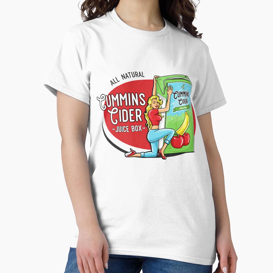 Cummins Cider Juice Box Retro Pin-Up Vintage Humor Design by lganme