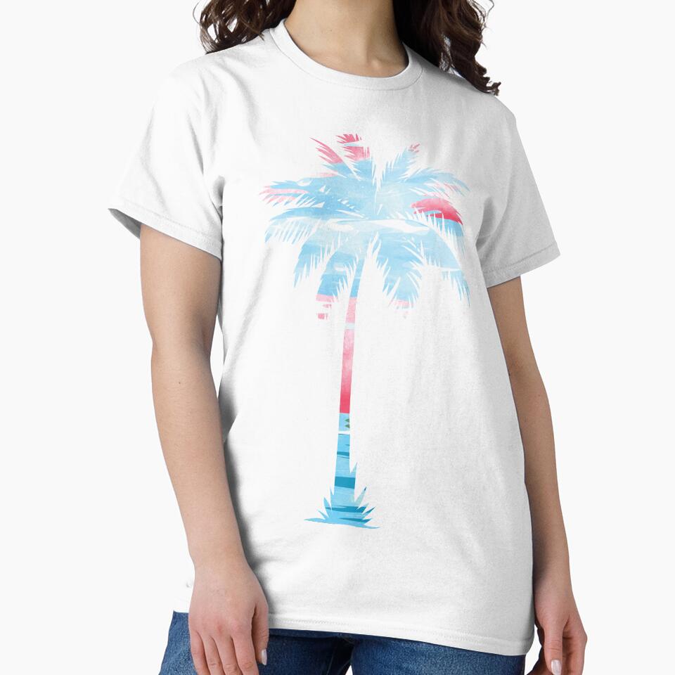 Palm Tree Pink and Blue Clouds by Unaiza Khalid