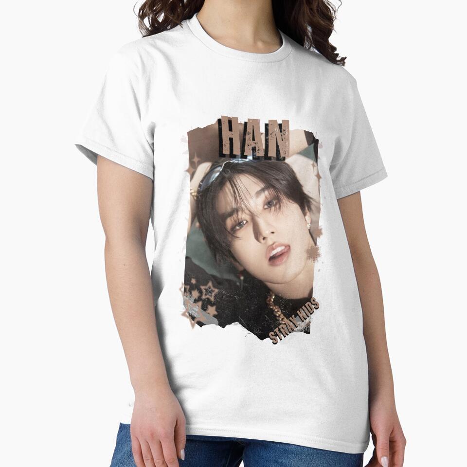 Stray Kidss Han Collage: Kpop Group Members black and white Design Classic T-Shirt by AJUNICE STUDIO