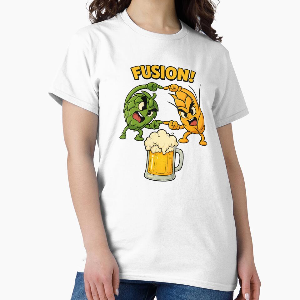 Hop & Malt Fusion – Craft Beer Cartoon Shirt | Brewing Geek Beer Lover Design by Hop in the Veins