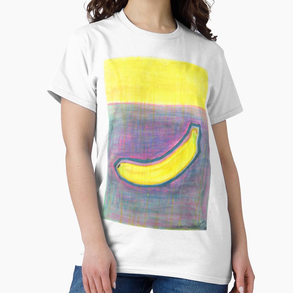 Psychedelic Banana Pop Art | Yellow Banana on Purple Blue Pink | Warhol Inspired Oil Painting by BlueberrySwan