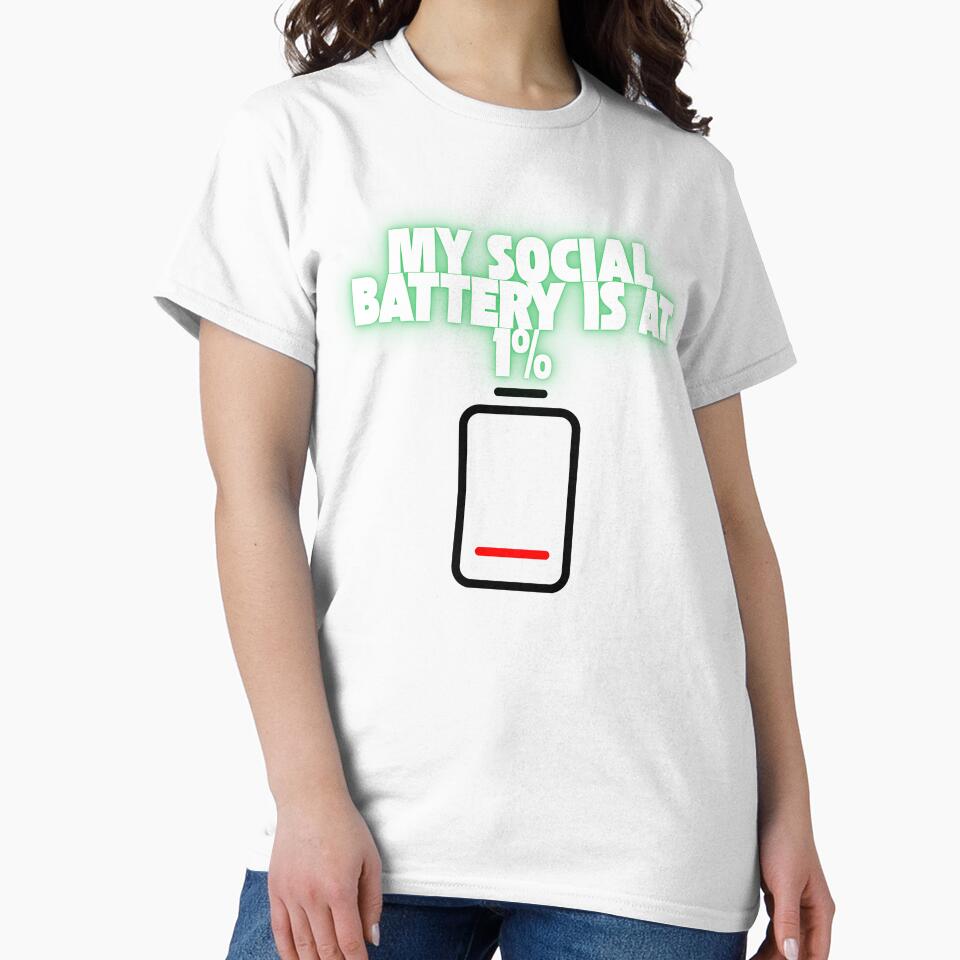 My Social Battery Is At 1% - Funny Introvert Neon Glow Design by KostekArtShop