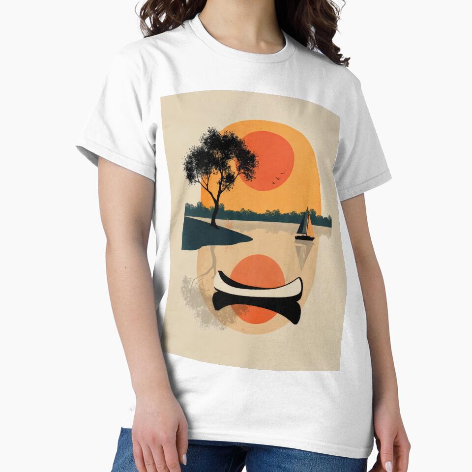 Wall Art - Postcard - Sunset Serenity with Sailboat and Reflections by ForeverPrintsOK