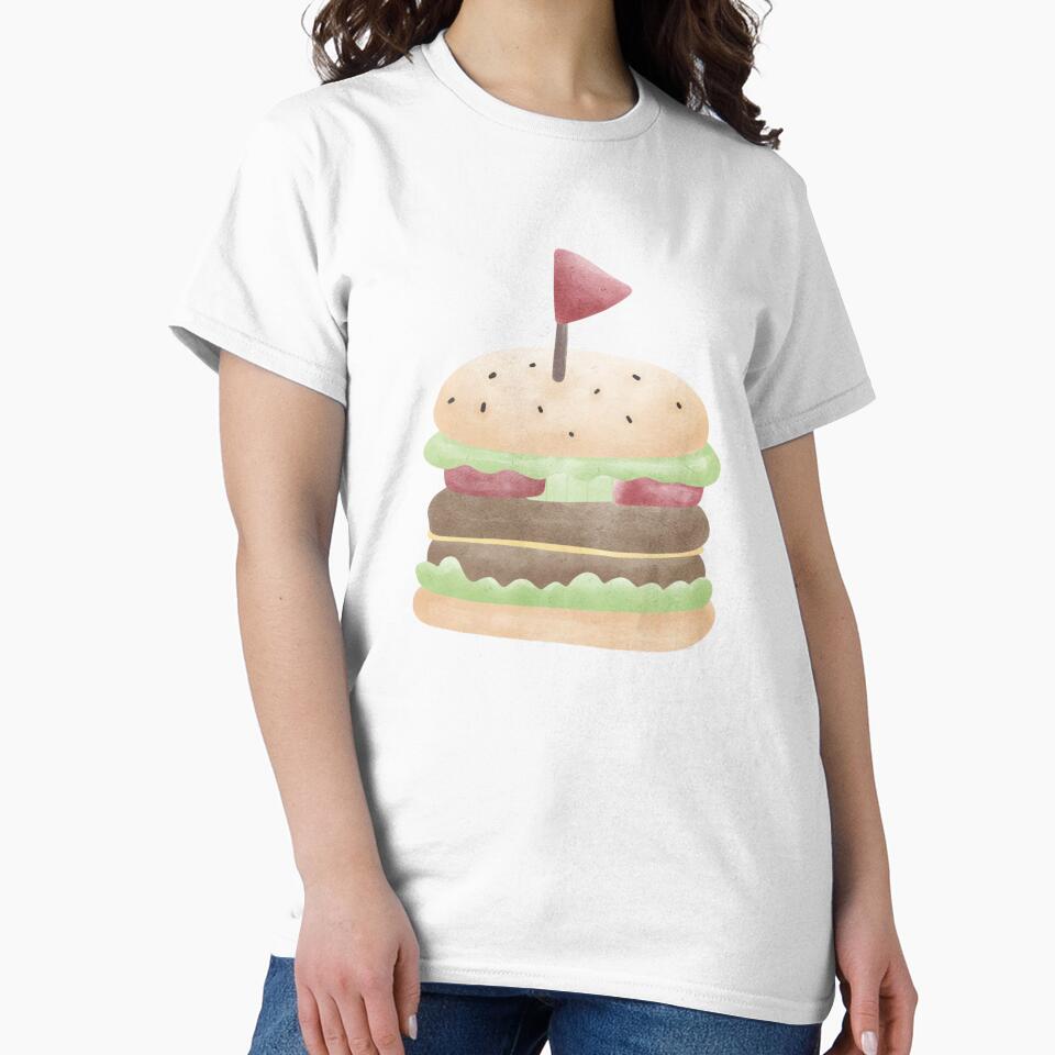 Cute Watercolor Hamburger Illustration | Kawaii Food Art by inelistudio