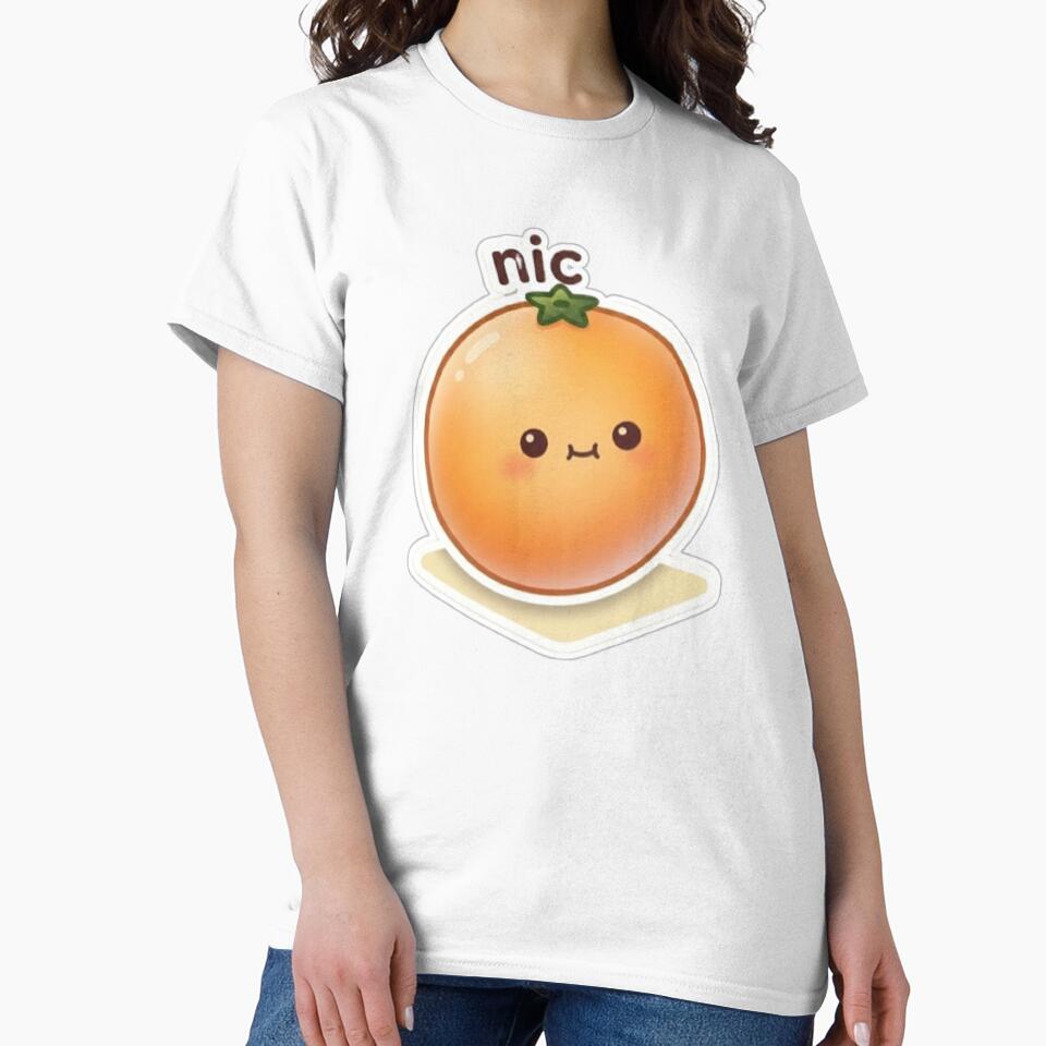 Orange “Nic.” Kawaii Sticker – Minimal Chill Reaction Aesthetic by Dakochaaan