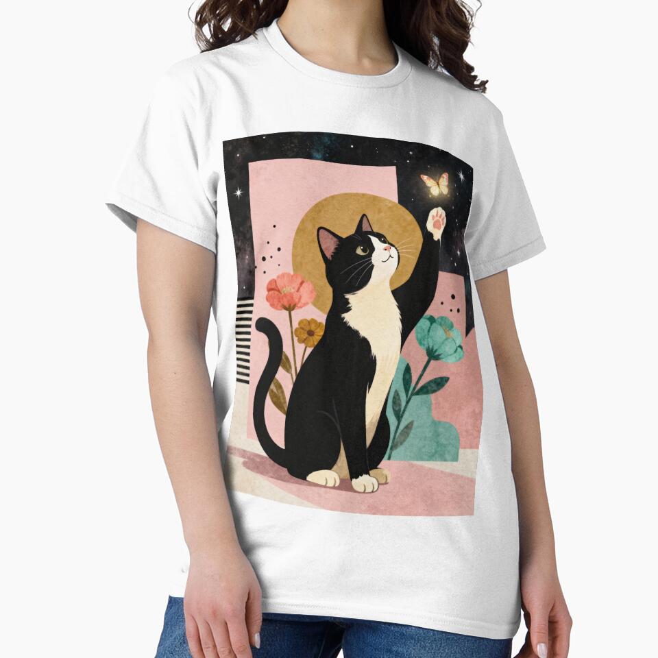 tuxedo cat with flowers by fatii