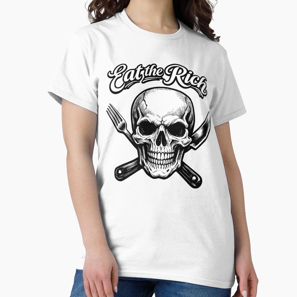 Eat the Rich Skull – Dark Satire Anti Capitalist Illustration by TrashCultSupply