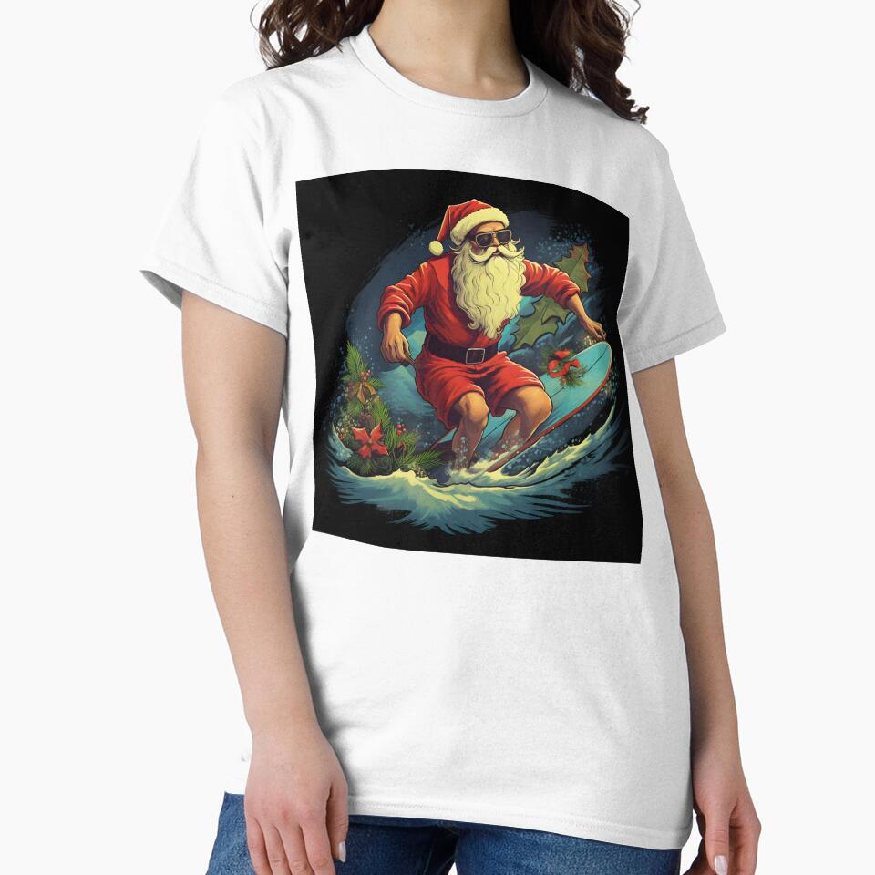 Surfing Christmas Santa Claus Holiday print by dcrc