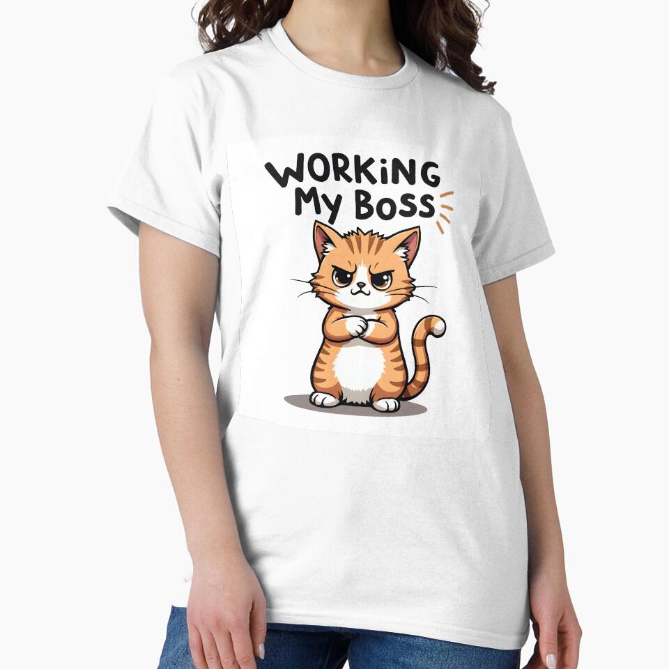 Funny Grumpy Cat T-Shirt – “I Work Hard So My Cat Can Have a Better Life” Cat Lover Graphic Tee by MilaPrintify