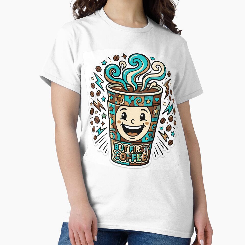 Coffee Pop Art Bold Colorful But First Coffee Sticker by Poppy Volt