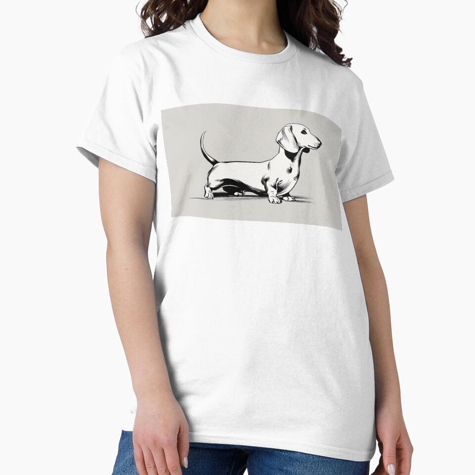 Dachshund stands on a plain surface by anytka