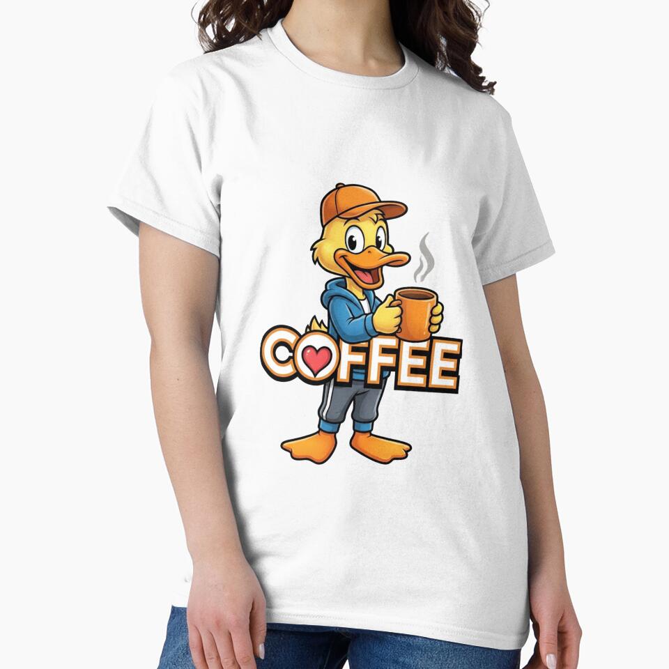 Funny Duck Coffee Lover Cute Cartoon Duck Drinking Coffee by MyStore2025