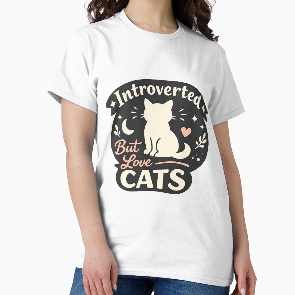 Introverted But Love Cats Funny Cat Lover Introvert Humor Cat Mom Design by Nubrixa-Studio