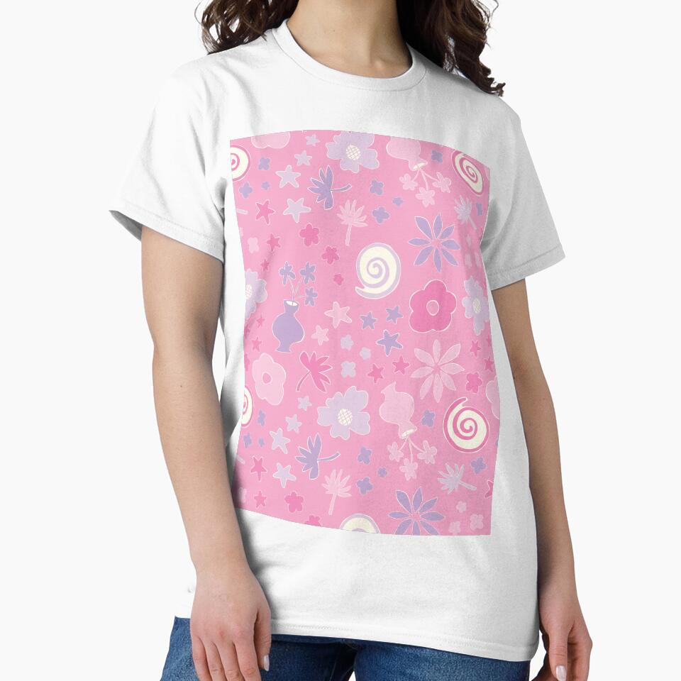 Pastel Pink Boho Flower Pattern Girls Room by blomastudios