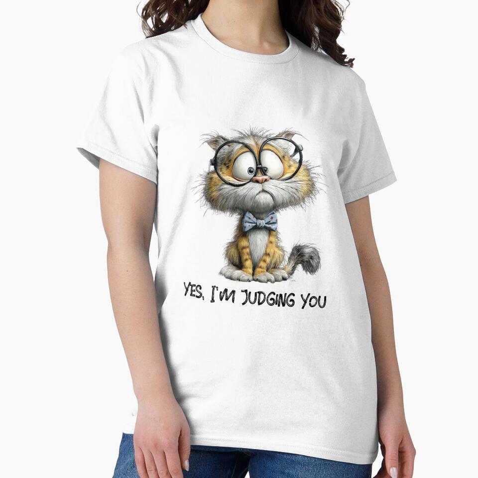 Yes, I’m Judging You – Nerd Cat with Glasses | Funny Smart Cat Illustration by DigiWoosh