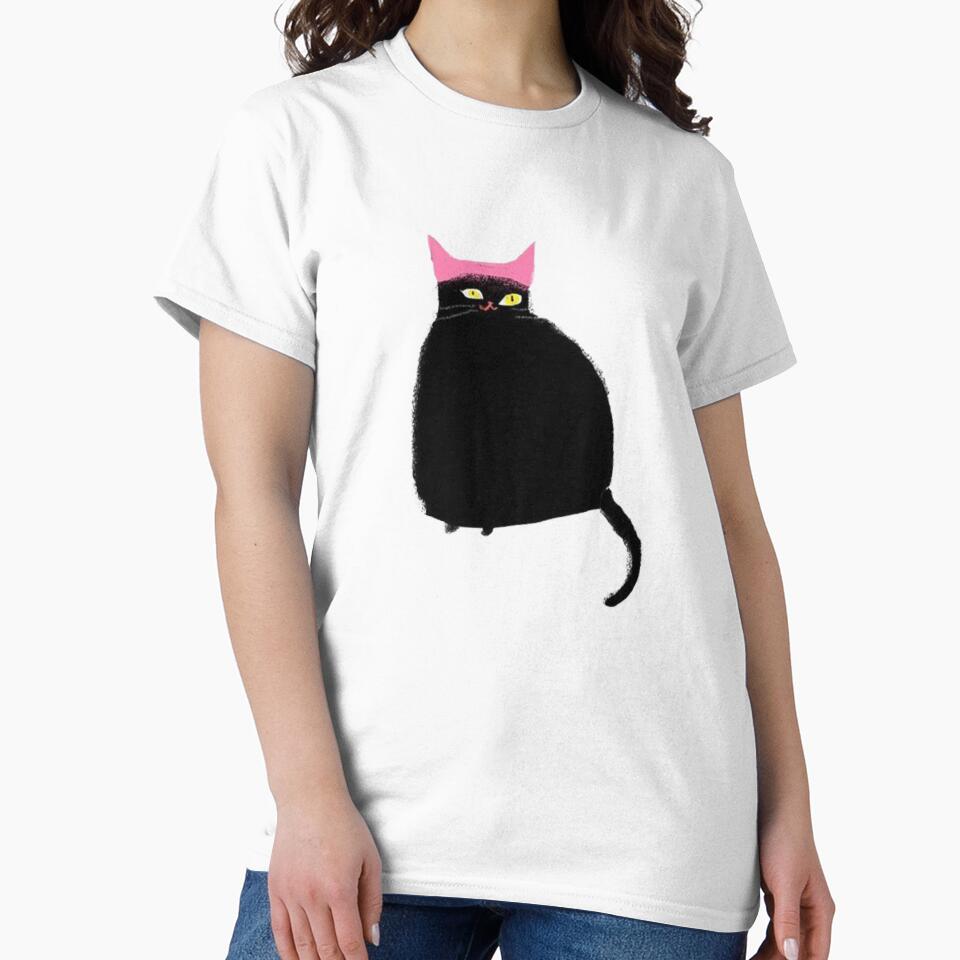 Moody Black Cat With Pink Ears by pointense