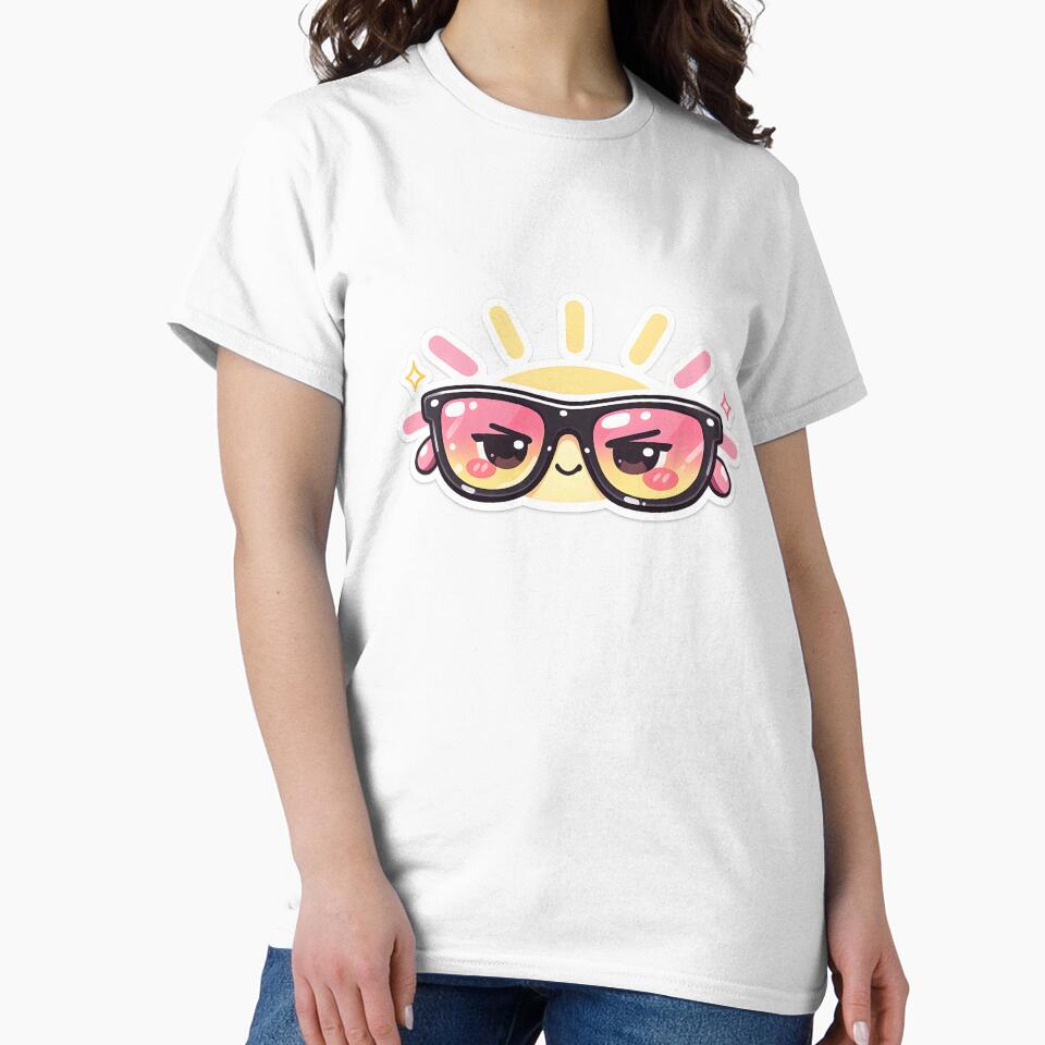 Cute Kawaii Sunglasses Character – Cool Summer Vibes Sticker by DesignEG